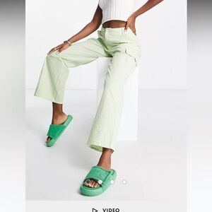 ASOS Design oversized cargo pants in bright green check